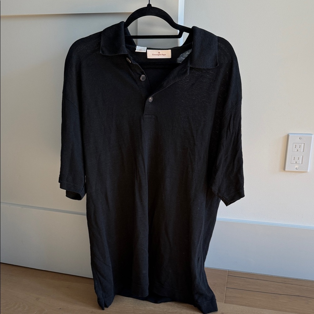 Ermenegildo Zegna Classic Black Polo Shirt